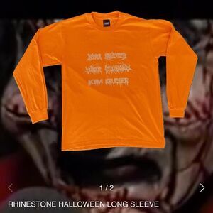 Kim Krueger Rhinestone Halloween Long Sleeve Tee Size Large